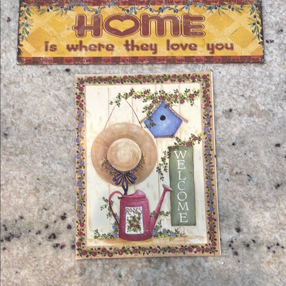 Rustic metal sign set. Welcome Sign and “Home is where they love you”.
